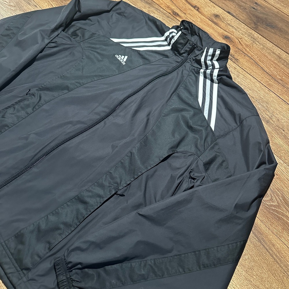 Vintage Adidas Black Windbreaker Jacket Mens Large 3-Stripe Climalite‎ 478573